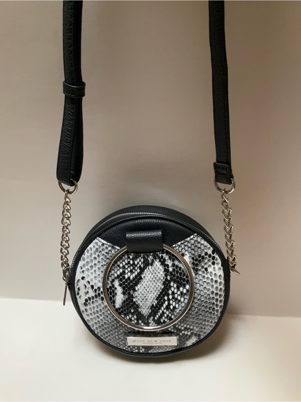 Marc New York by Andrew Marc Round Mini Handbag Snakeskin Print Crossbody Bag - Picture 11 of 13